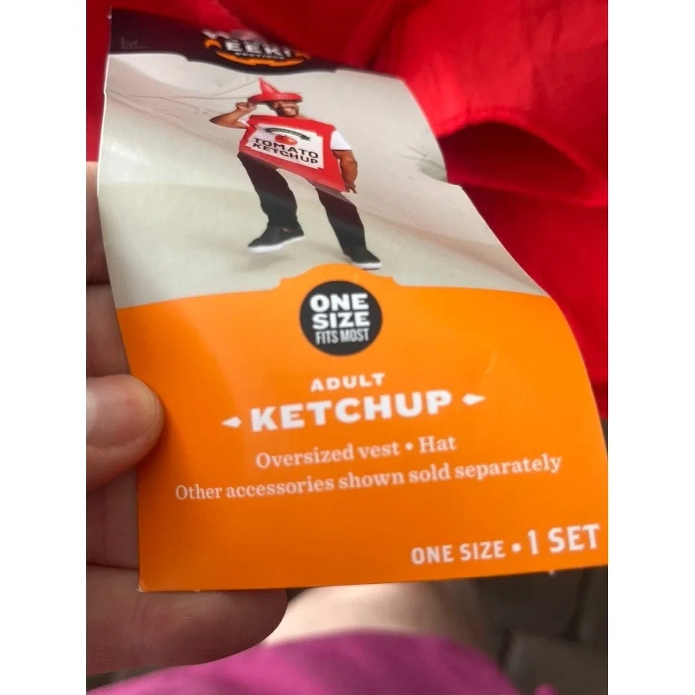 Tomato Ketchup Costume Adult OS Condiment Halloween Oversized
